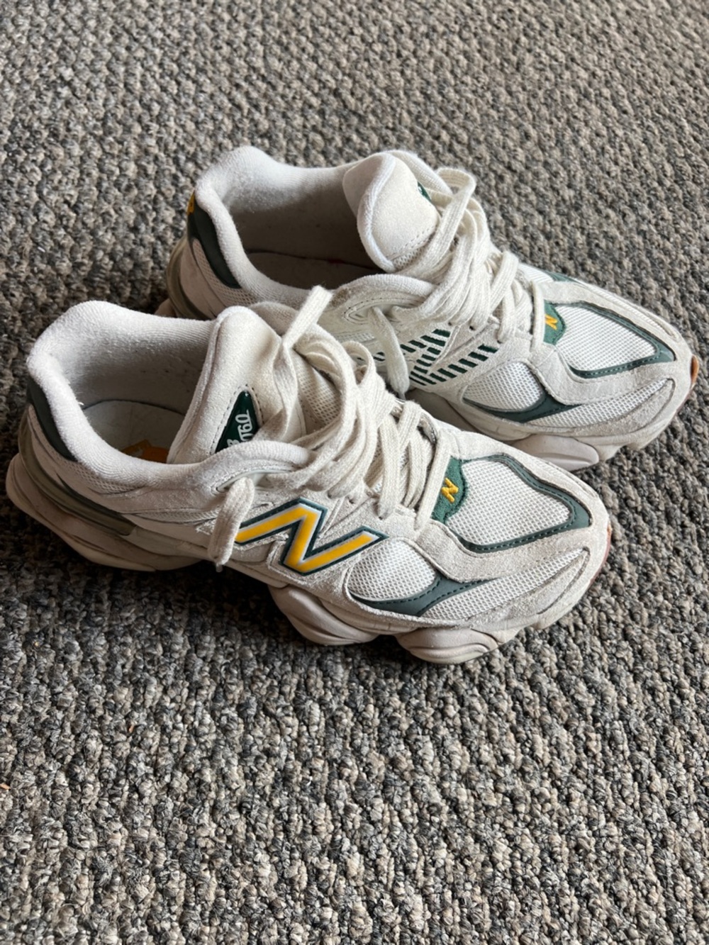 New Balance White Green Yellow Athletic Sneakers
